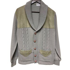 Vintage Orlon Acrylic 100% Virgin Suede Yoke Cardigan Sweater Med Grandpacore